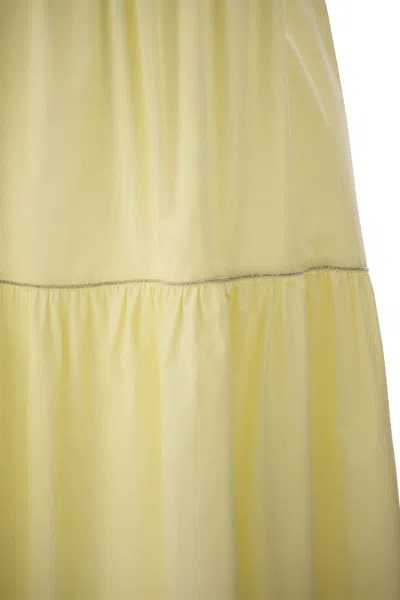 Shop Peserico Midi Dress In Light Stretch Cotton Satin In Yellow