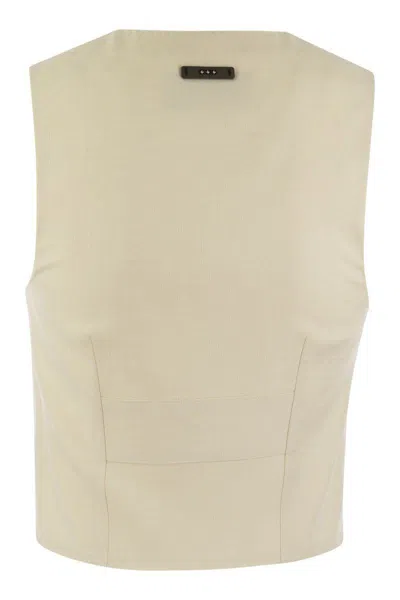 Shop Peserico Single-breasted Waistcoat In Stretch Viscose-blend Canvas In Cream