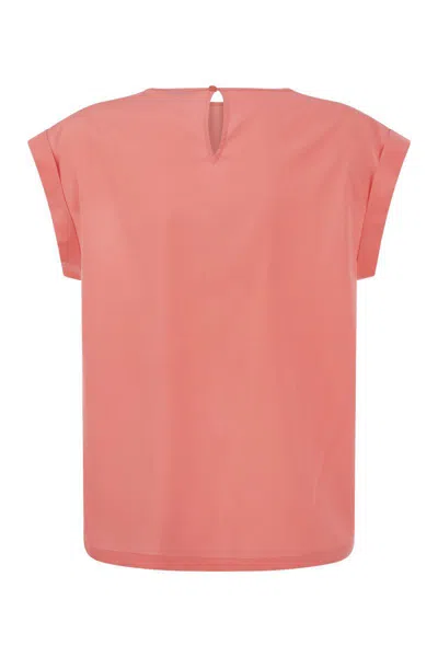Shop Peserico Top In Precious Silk Crepe De Chine With Watery Embroidery In Pink
