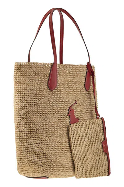 Shop Polo Ralph Lauren Big Pony Canvas Tote In Red/natural