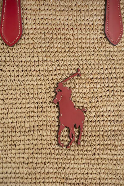 Shop Polo Ralph Lauren Big Pony Canvas Tote In Red/natural