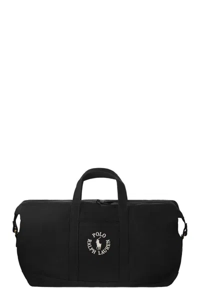 Shop Polo Ralph Lauren Cotton Duffle Bag With Embroidered Logo In Black