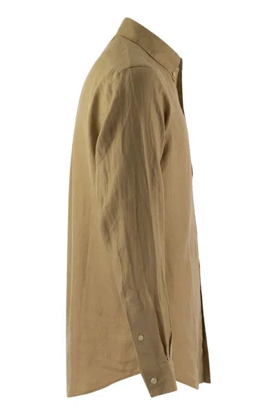 Shop Polo Ralph Lauren Custom-fit Linen Shirt In Brown