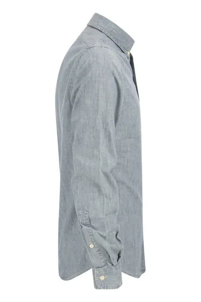 Shop Polo Ralph Lauren Slim-fit Chambray Shirt In Medium Wash