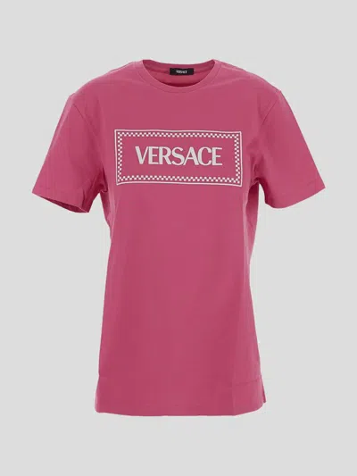 Shop Versace T-shirts And Polos In Waterlily+white