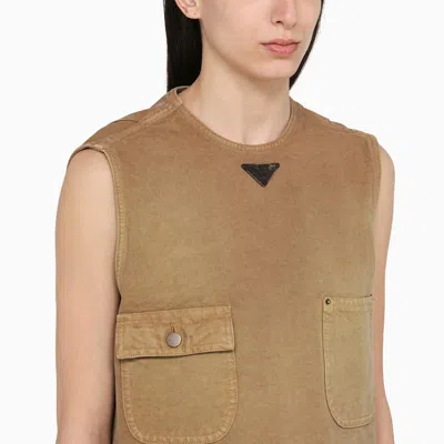 Prada Mini Abito In Cotone Cammello Donna In Beige