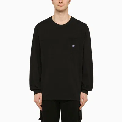 Needles Black Crew-neck Sweatshirt With Embroidery In Black