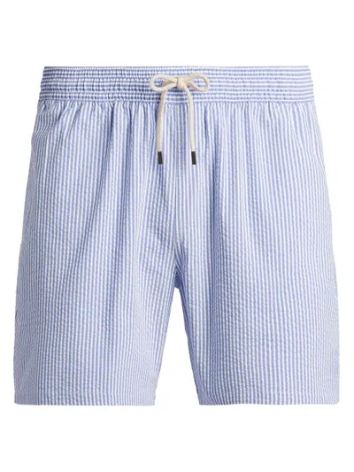 Shop Polo Ralph Lauren Seersucker Swimshorts Clothing In Blue