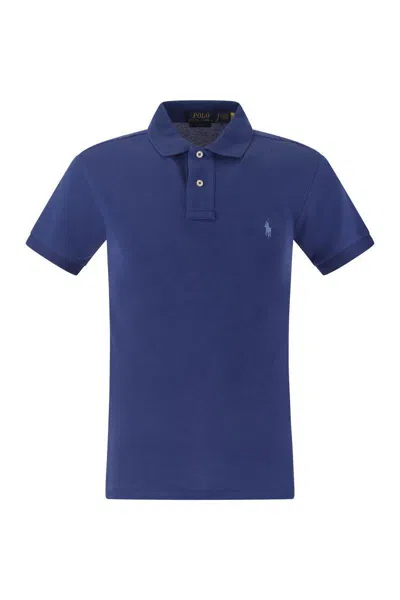 Shop Polo Ralph Lauren Slim-fit Pique Polo Shirt In Royal Blue
