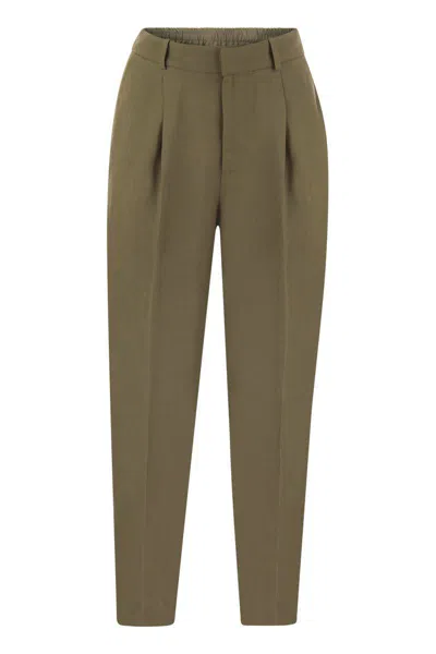 Shop Pt Torino Daisy - Viscose And Linen Trousers In Brown