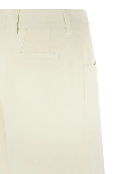 Shop Pt Torino Gabrielle - Viscose And Linen Trousers In White