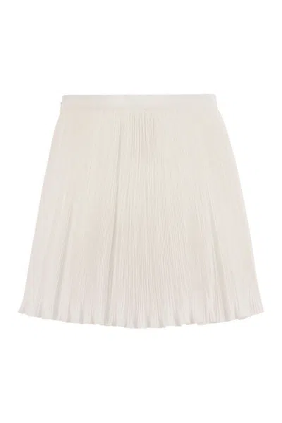 Shop Red Valentino Pleated Cotton-blend Shorts In White