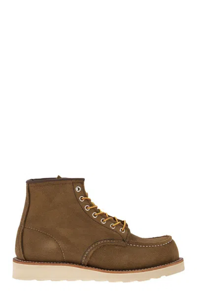 Shop Red Wing Shoes Classic Moc Mohave - Suede Lace-up Boot In Olive Green