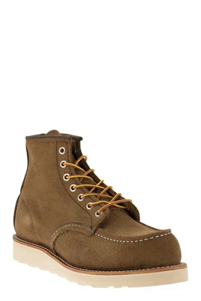 Shop Red Wing Shoes Classic Moc Mohave - Suede Lace-up Boot In Olive Green