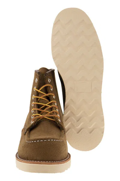 Shop Red Wing Shoes Classic Moc Mohave - Suede Lace-up Boot In Olive Green