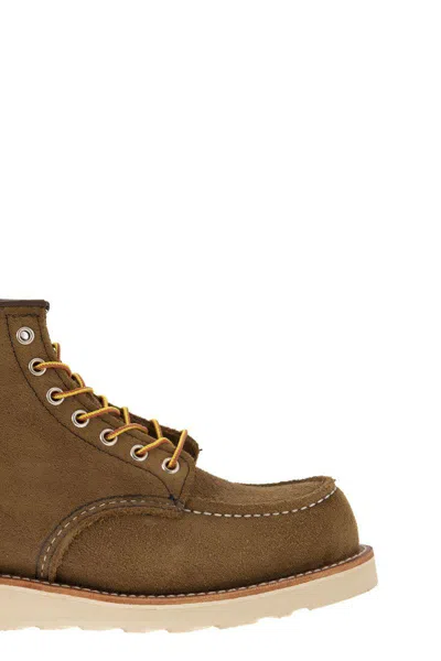 Shop Red Wing Shoes Classic Moc Mohave - Suede Lace-up Boot In Olive Green