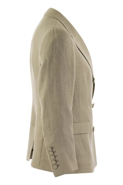 Shop Saulina Anna - Double-breasted Linen Jacket In Sand