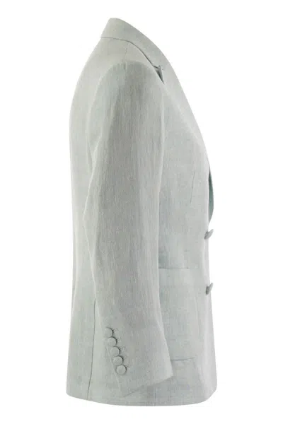 Saulina Assunta - Double-breasted Linen Jacket In Blue