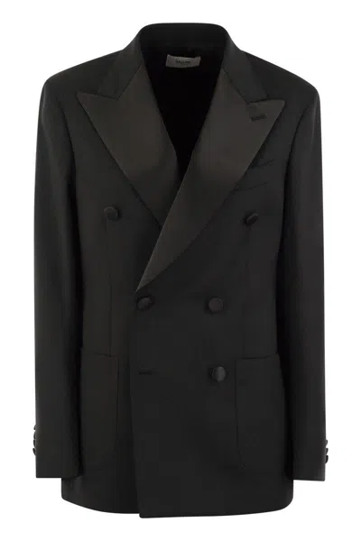 Shop Saulina Fresh Wool Double Breasted Jacket In Black