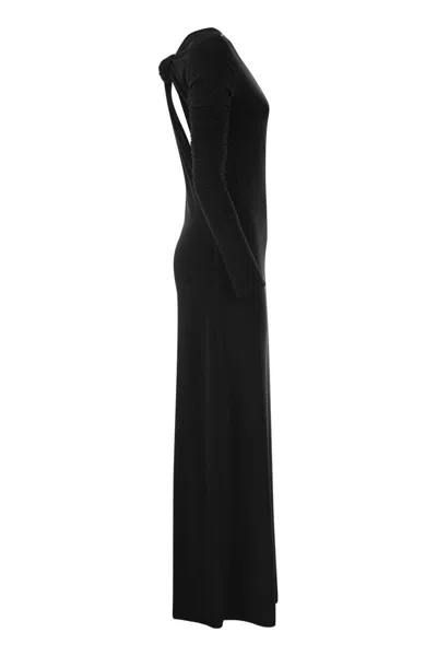 Shop Sportmax Cartone - Asymmetrical Jersey Dress In Black