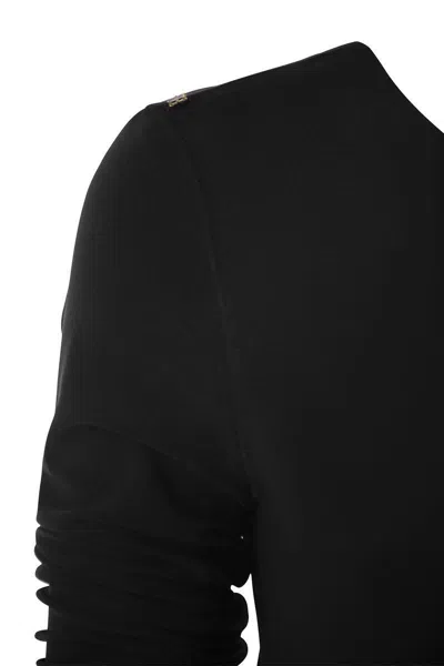 Shop Sportmax Cartone - Asymmetrical Jersey Dress In Black