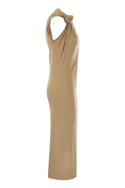 Shop Sportmax Nuble - Fitted Jersey Dress In Beige