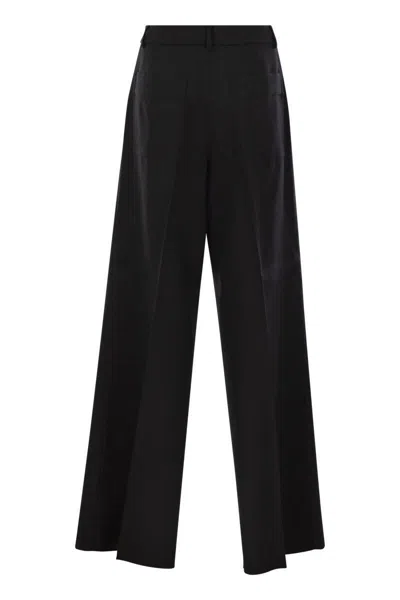 Shop Sportmax Zirlo - Wide Leg Trousers In Cotton And Viscose In Black