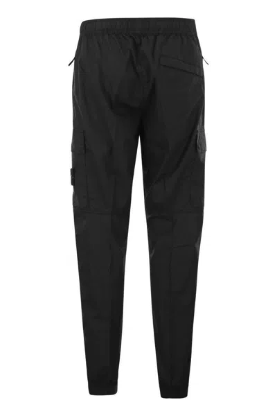 Shop Stone Island Cargo Trousers In Black