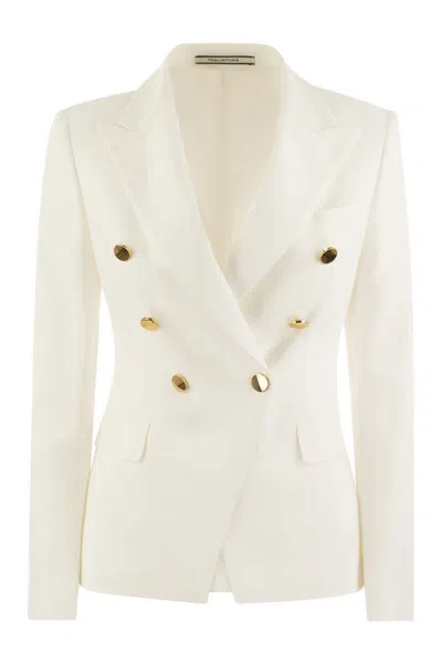 Shop Tagliatore Alicya - Double-breasted Jersey Blazer In White