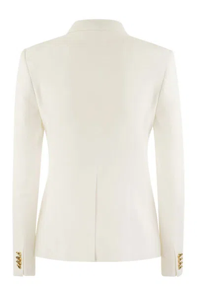 Shop Tagliatore Alicya - Double-breasted Jersey Blazer In White