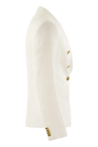 Shop Tagliatore Alicya - Double-breasted Jersey Blazer In White