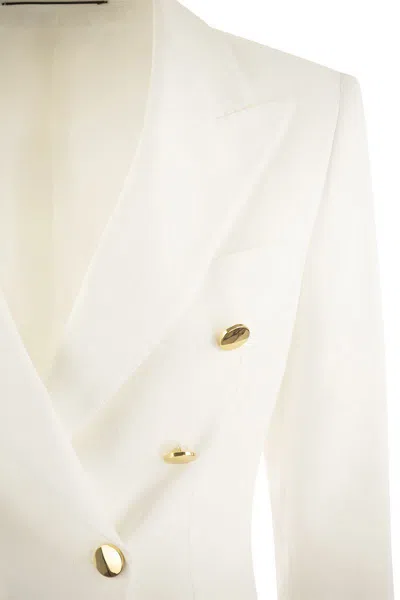 Shop Tagliatore Alicya - Double-breasted Jersey Blazer In White