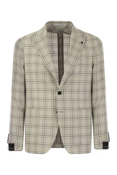 Shop Tagliatore Check Pattern Jacket In Grey