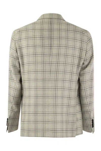 Shop Tagliatore Check Pattern Jacket In Grey