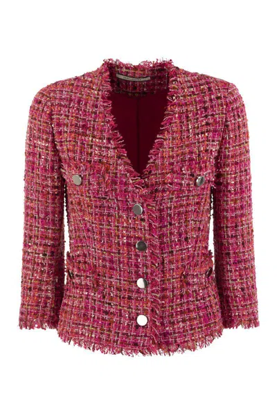Shop Tagliatore Dharma - Tweed Jacket In Magenta
