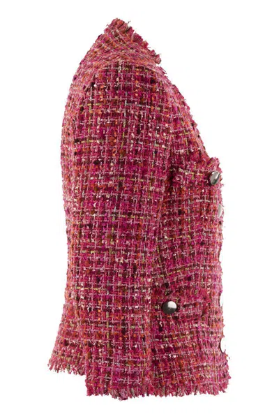 Shop Tagliatore Dharma - Tweed Jacket In Magenta