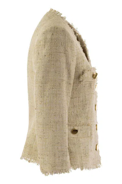 Tagliatore Dharma - Papyrus-effect Jacket In Beige/gold