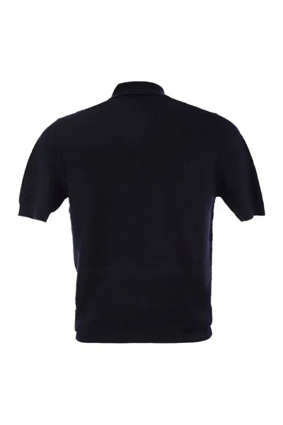 Shop Tagliatore Knitted Cotton Polo Shirt In Blue