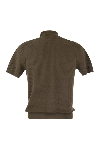 Shop Tagliatore Knitted Cotton Polo Shirt In Brown