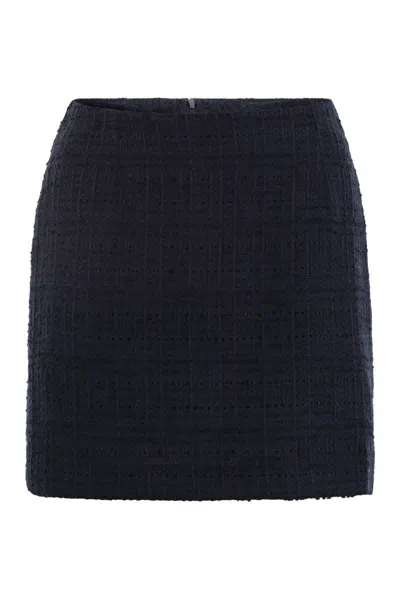 Tagliatore May Mini Skirt In Blue Tweed In Blue