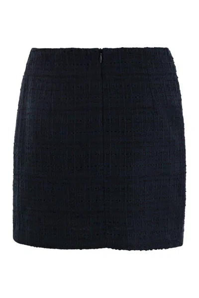 Tagliatore May Mini Skirt In Blue Tweed In Blue