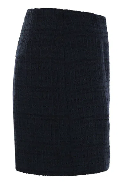 Tagliatore May Mini Skirt In Blue Tweed In Blue