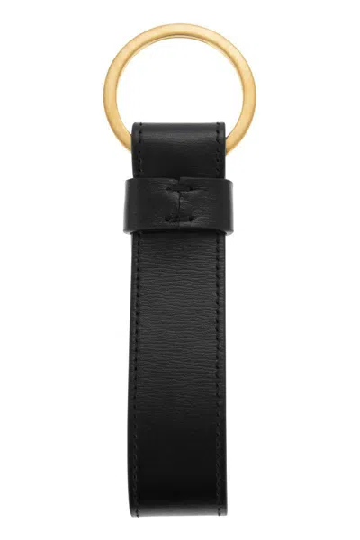 Shop Tod's Leather Keyring In Black