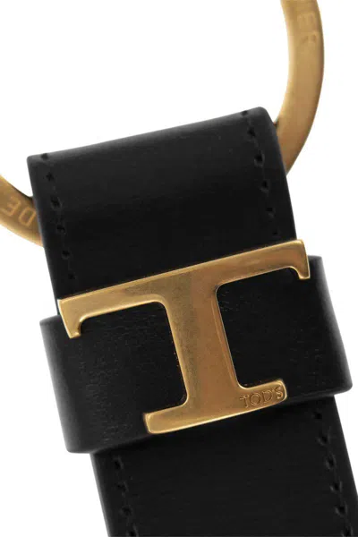 Tod's Leather Keyring In Black