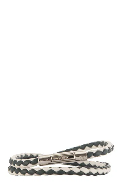 Shop Tod's Mycolors 2-turn Leather Bracelet In White/green