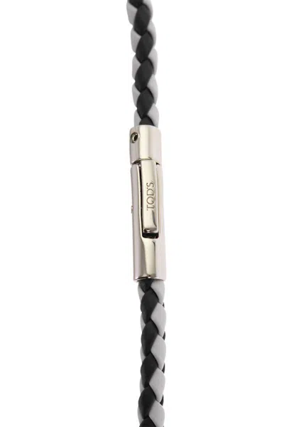 Tod's Men Mycolors 2-turn Leather Bracelet In Black/white