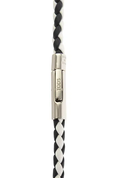Tod's Men Mycolors 2-turn Leather Bracelet In White/black