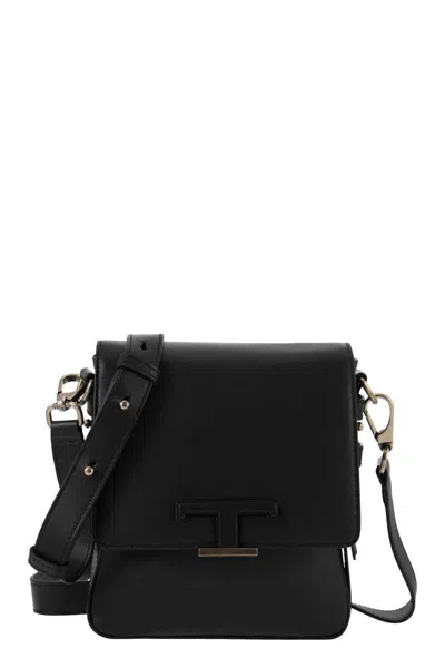 Shop Tod's T Timeless - Mini Leather Shoulder Strap In Black