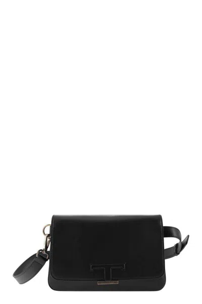 Shop Tod's T Timeless Leather Mini Bum Bag In Black