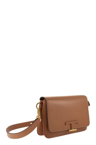 Shop Tod's T Timeless Leather Mini Bum Bag In Cognac